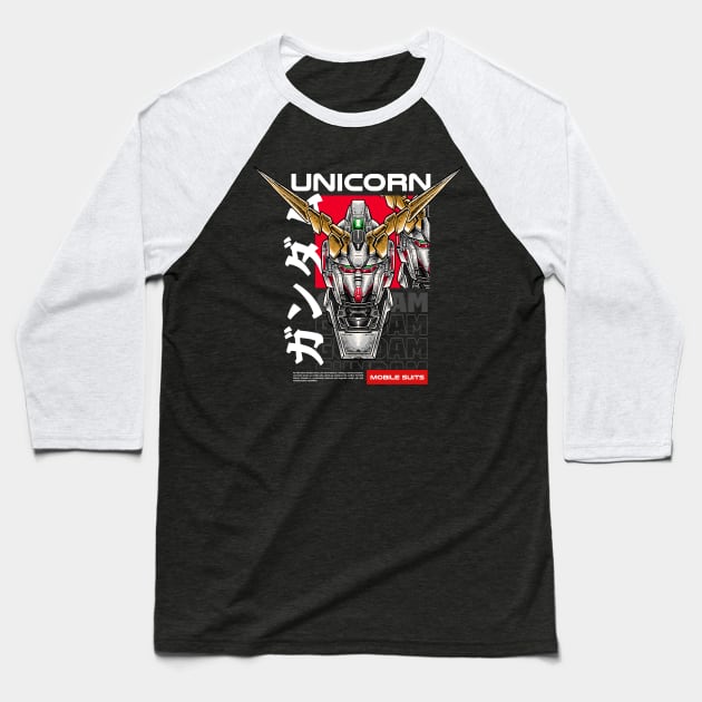 Unicorn Gundam Series Baseball T-Shirt by Harrisaputra